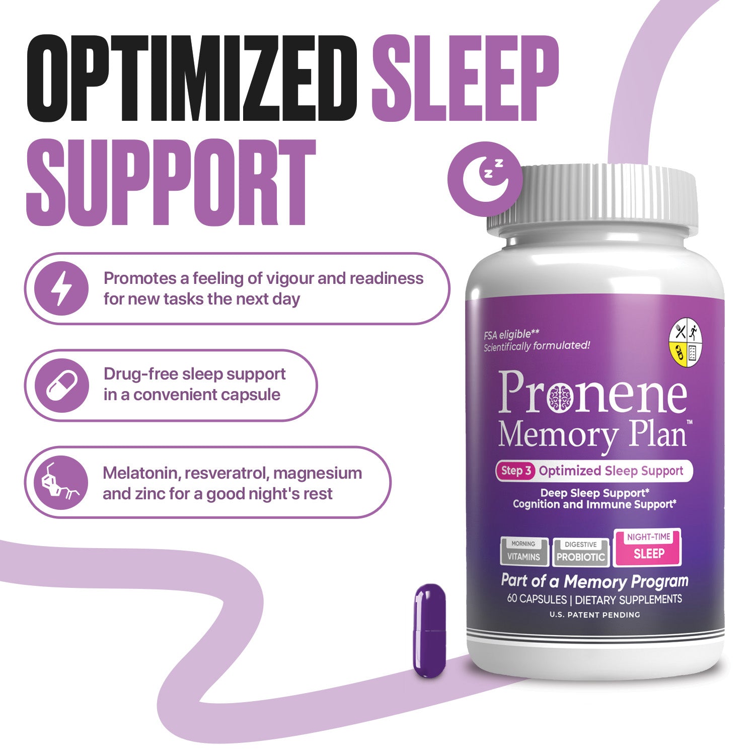 Optimized Sleep Support (60 ct) | Deep Sleep, Memory & Immune Boost | Melatonin, Resveratrol, Magnesium, Zinc