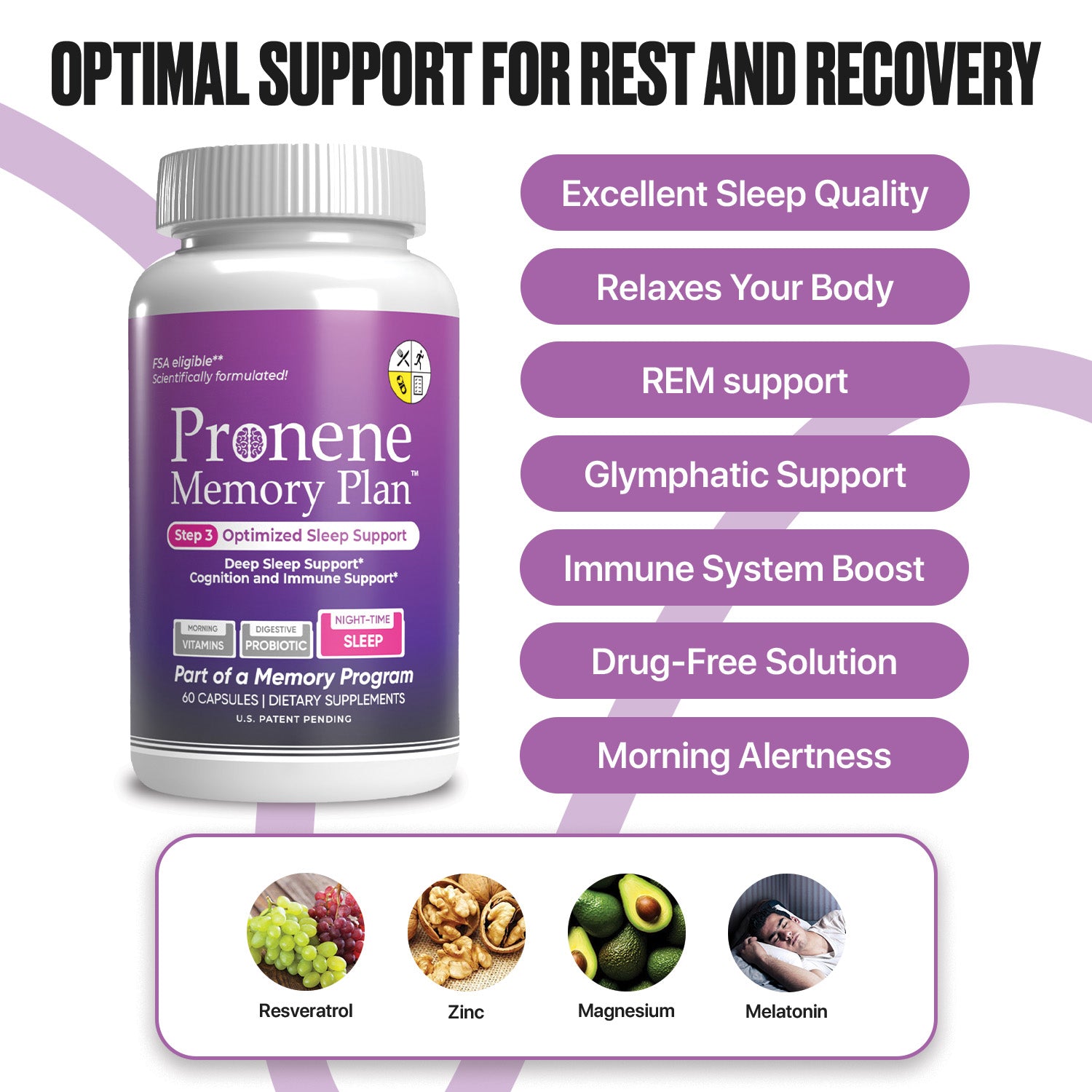 Pronene 3-Bottle Pack (60ct each): Morning Brain Multivitamin, Advanced Probiotic, Deep Sleep Support