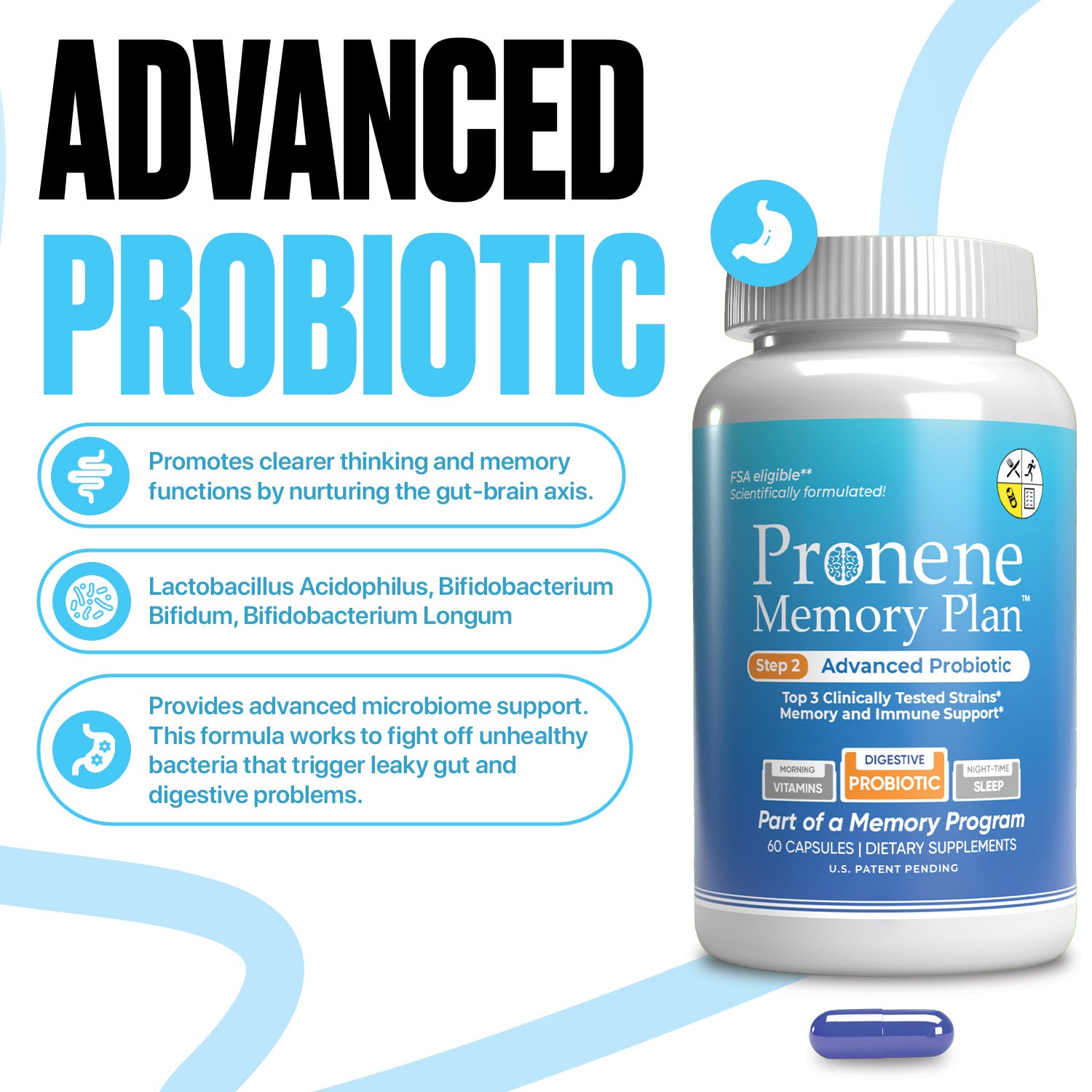 Advanced Probiotic (60 ct) | Gut, Immunity & Memory Support | Bifidobacterium & Lactobacillus Strains